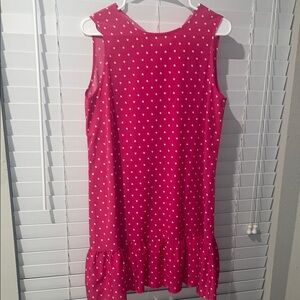 Pink Sleeveless Dress with White Polka Dots